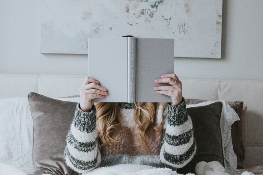 woman reading a book