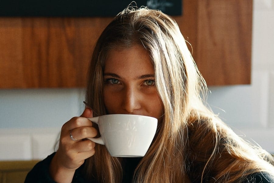 woman drinking coffee