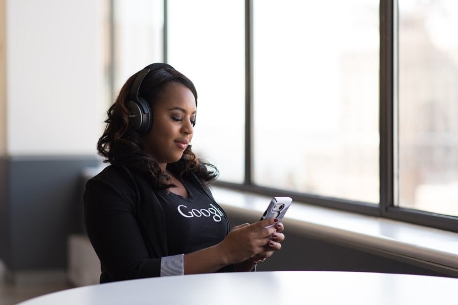 woman listening to audiobook