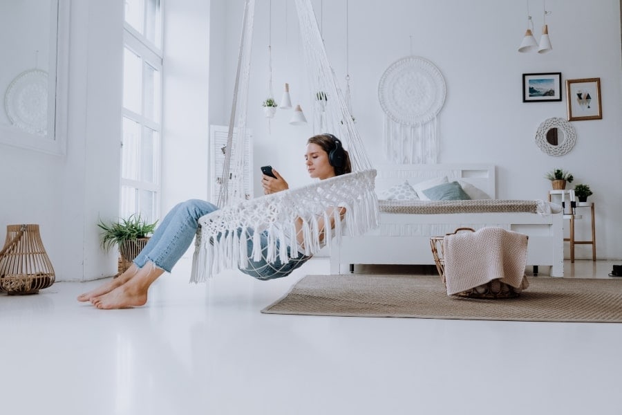 woman relaxing for de-stress activities