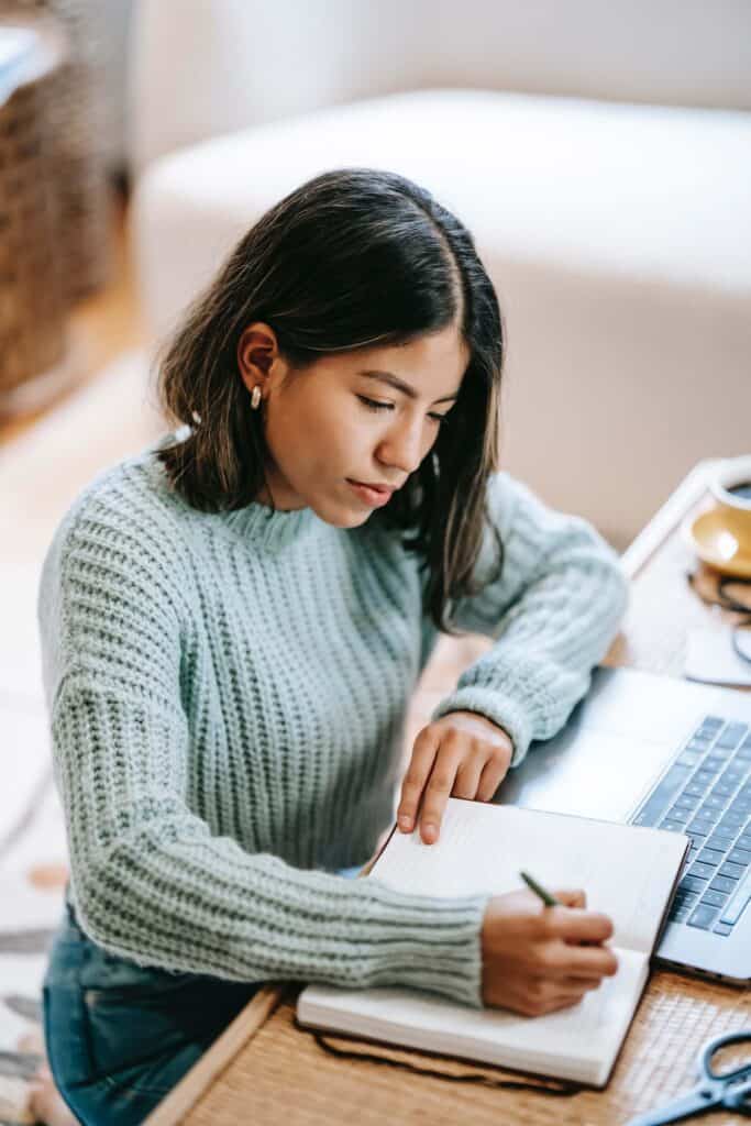 woman making plans and setting goals